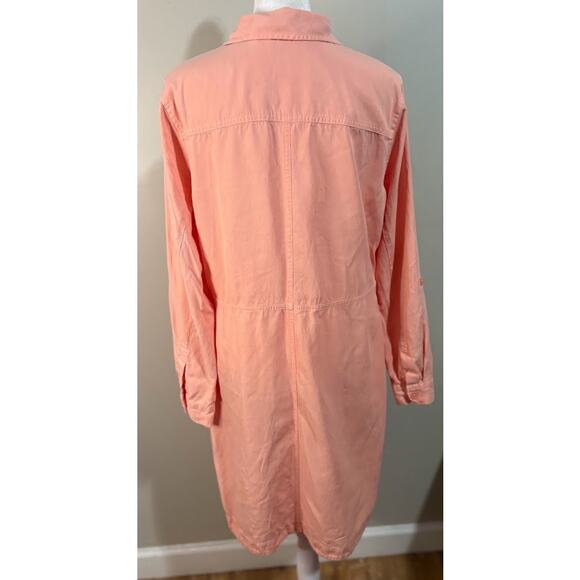 Soft Surroundings Peach Linen Blend Roll Tab Sleeve Shirt Dress Size Medium - Picture 5 of 9